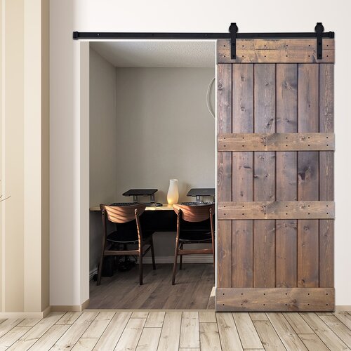 84'' Solid Manufactured Wood Paneled Painted With Installation Hardware Kit Barn Door 